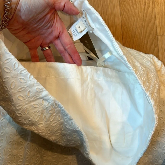 J. Crew Dress Strapless White Eyelet Cotton Knee Length NWT Size 8 - Picture 4 of 7